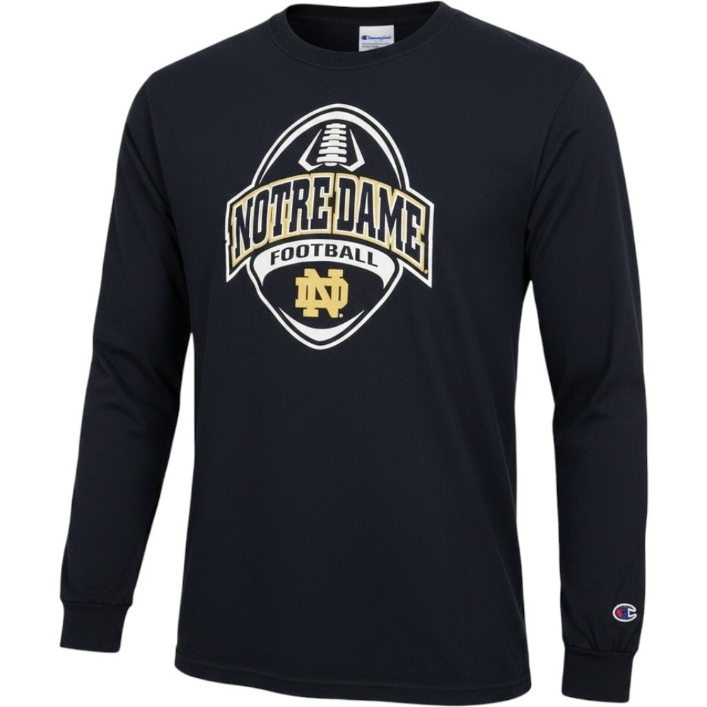 Notre Dame Champion  Men's Small Navy Blue Long Sleeves T-Shirt  ND Football